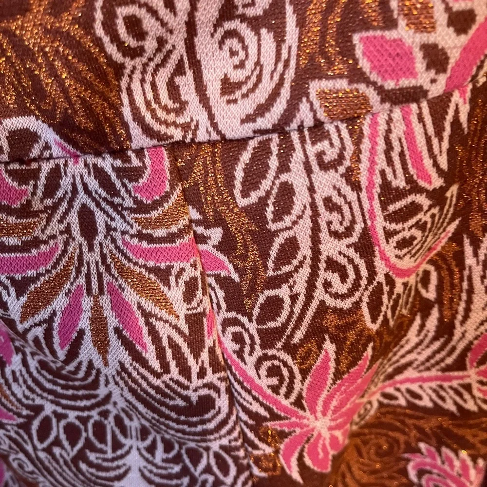 NWT Anthropologie size 10 Maria Pink and Brown Paisley Flare Pants - Picture 7 of 12